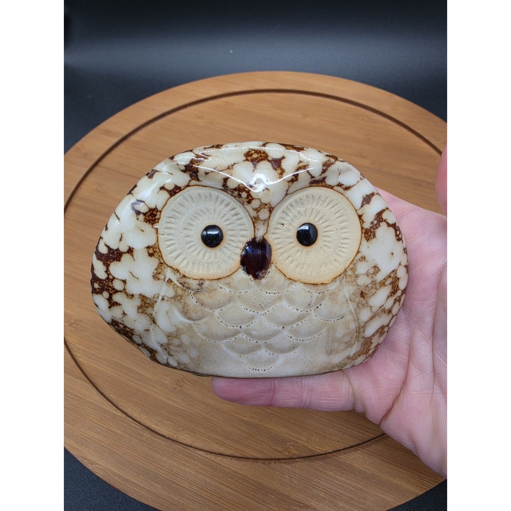 Vintage Glazed Stoneware Owl Figurine Ceramic Animal Decor - Picture 8 of 8